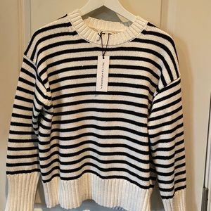 White & Black Cotton Sweater NWT White & Warren